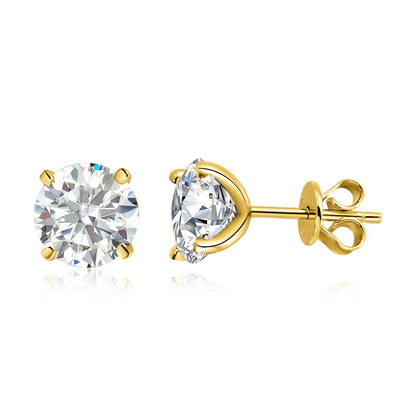 Moissanite Stud Earring Round D Color Diamond 925 Sterling Silver Gold Plated Jewelry