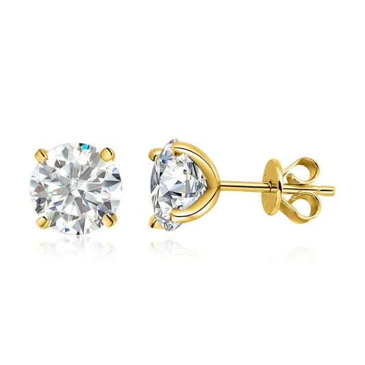 Moissanite Stud Earring Round D Color Diamond 925 Sterling Silver Gold Plated Jewelry