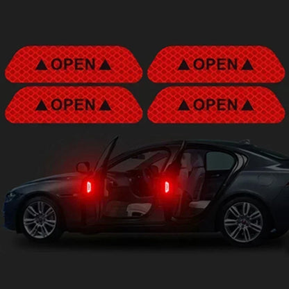 4PCS Reflective Car Door Sticker Safety Opening Warning Reflector Tape Decal Car Exterior Interior Reflector Sticker amagi