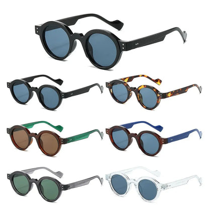 Round Sunglasses Men Punk Double Color Shades UV400 Retro Rivets Decoration Women Trending Sun Glasses Clear Lens Frame