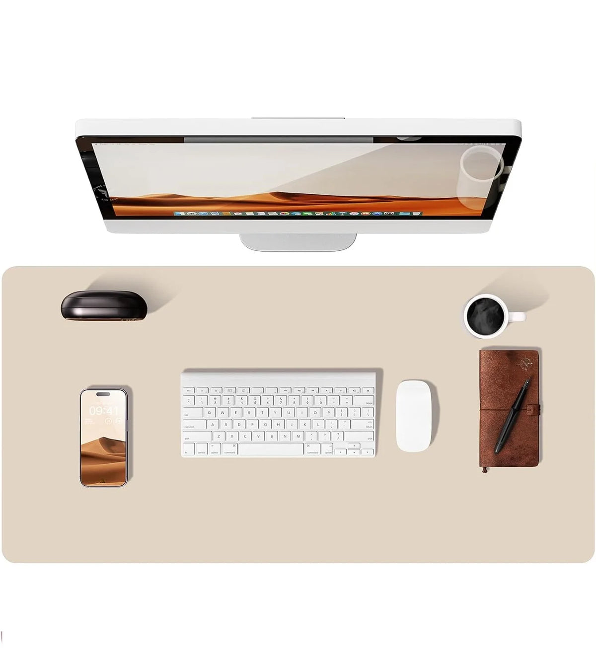 Mouse Pad Office Desk Mat Leather Desk Pad Protector Non-Slip PU Leather Desk Blotter