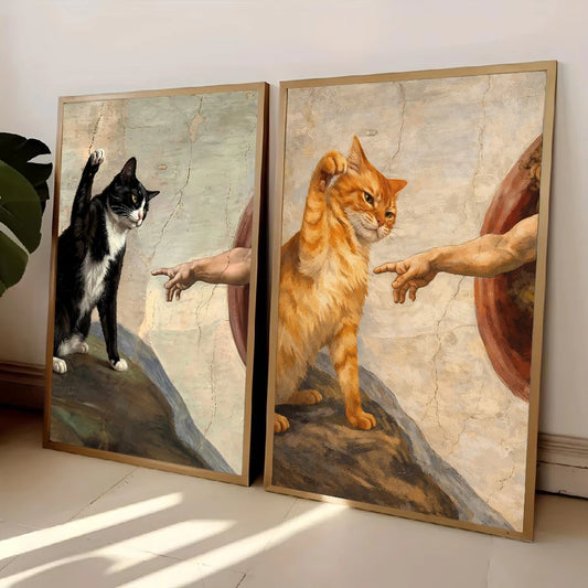 God Hand Cat Wall Decor Finger Canvas Painting Wall Art Poster Picture Home Decor