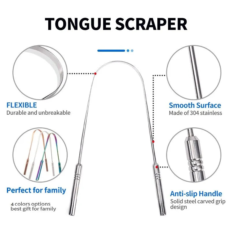 Steel Tongue Scraper U-shaped Metal Fresh Breath Cleaning