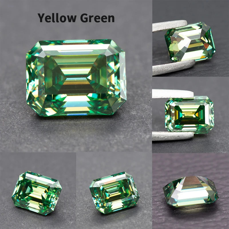 Moissanite Loose Stone VVS1 Emerald Cut Beads Jewelry Making with Certificate