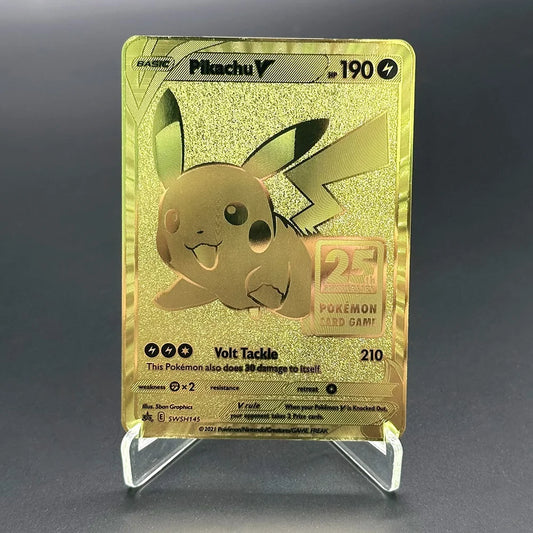 RARE Pikachu Metal PTCG CARD English Version TCG 25th ANNIVERSARY GAME Gold Edition