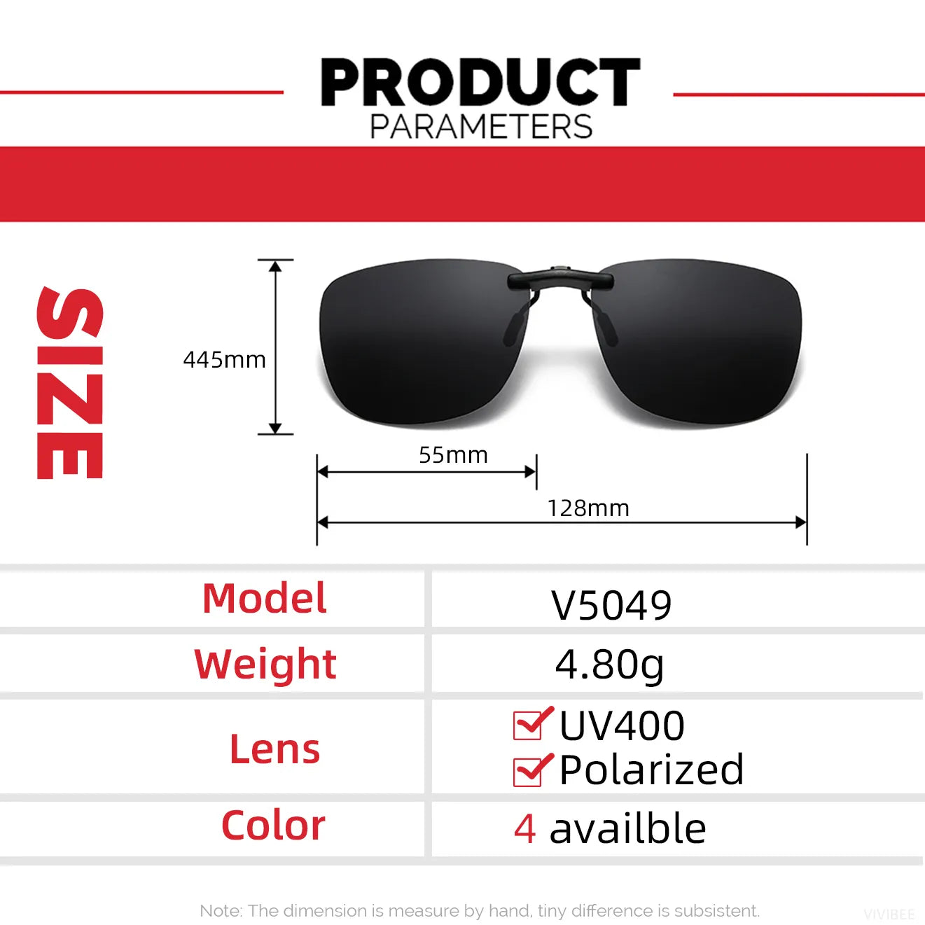 Clip On Sunglasses Polarized Square Unisex UV400 Sun Glasses
