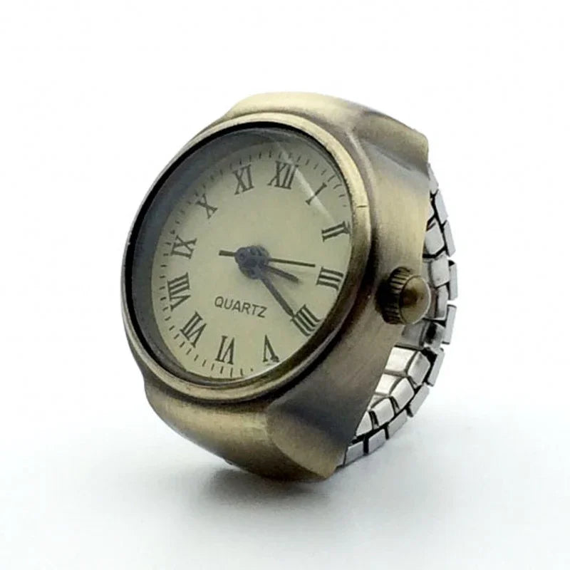 Finger Watch Mini Elastic Strap Alloy Watches Rings Jewelry Clock Retro Roman NEW