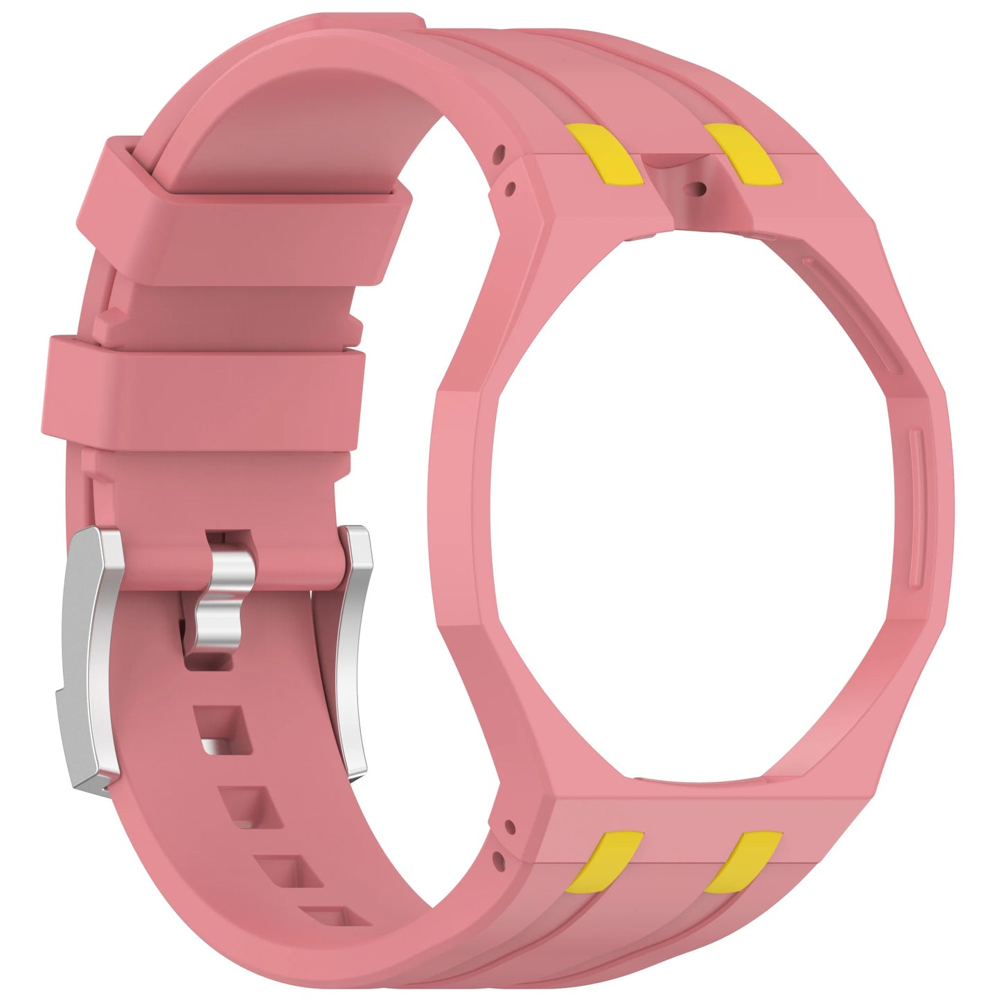 Premium Swatch Royal Mod Case Frame with Integrated Silicone Strap and Bumper Cover WHITE