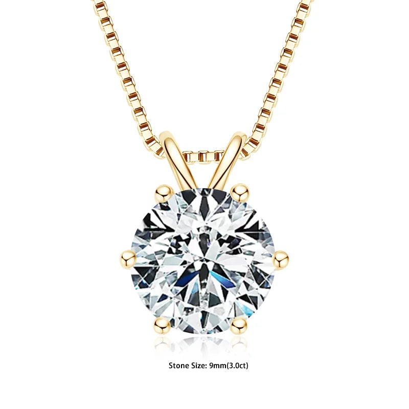 RAPRGOLD Certified 0.5-5ct Moissanite Pendant Necklaces S925 Sterling Silver Solitaire Necklace Chains For Women Jewellry Gifts