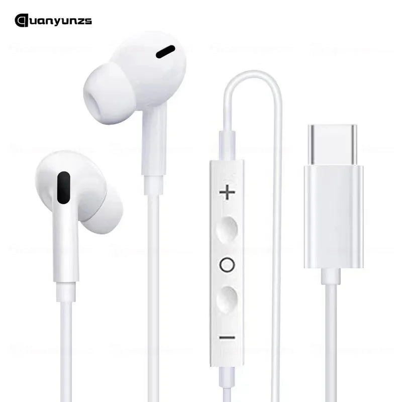 Earphones Type-C Earbuds Apple Lightning Headphones Iphone Samsung