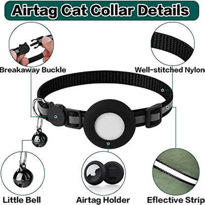 Airtag Cat Collar Breakaway Kitten Collar with Apple Air Tag Holder