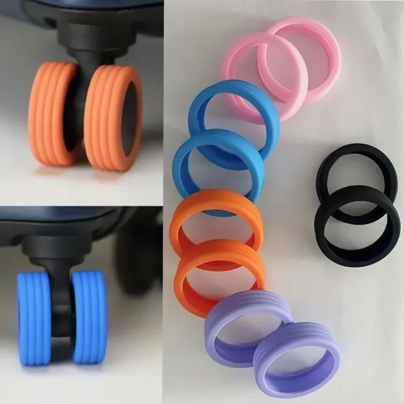 8PCS Silicone Wheels Protector For Luggage Chair Reduce Noise Trolley Case