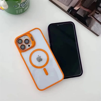 Fashion For Magsafe Stand Glass Lens Protector Case For iPhone 16 15 14 13 11 12 Pro Max 16 Plus Magnetic Shockproof Back Cover