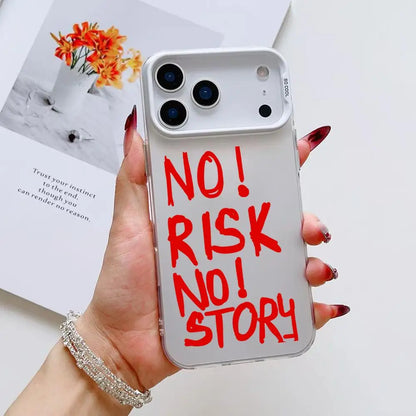 INS No Risk No story Phone Case For iPhone 17 16 15 14 13 12 11 Pro Max Air Matte Laser Aurora Shockproof Funda