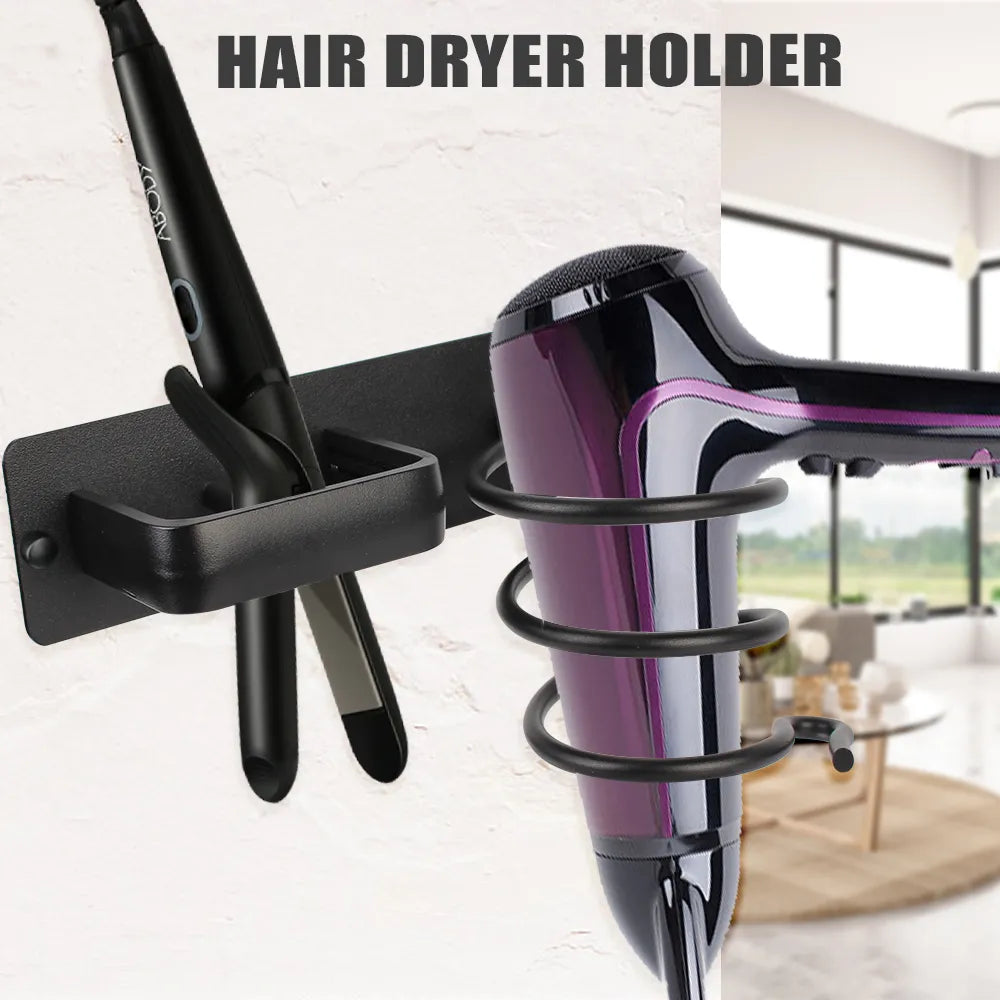 Hair Dryer Holder Rack Organizer Rack Wall Mounted Bathroom