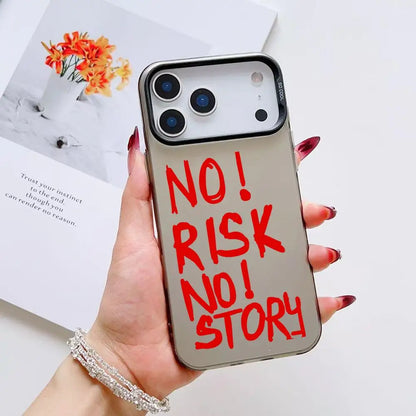 INS No Risk No story Phone Case For iPhone 17 16 15 14 13 12 11 Pro Max Air Matte Laser Aurora Shockproof Funda