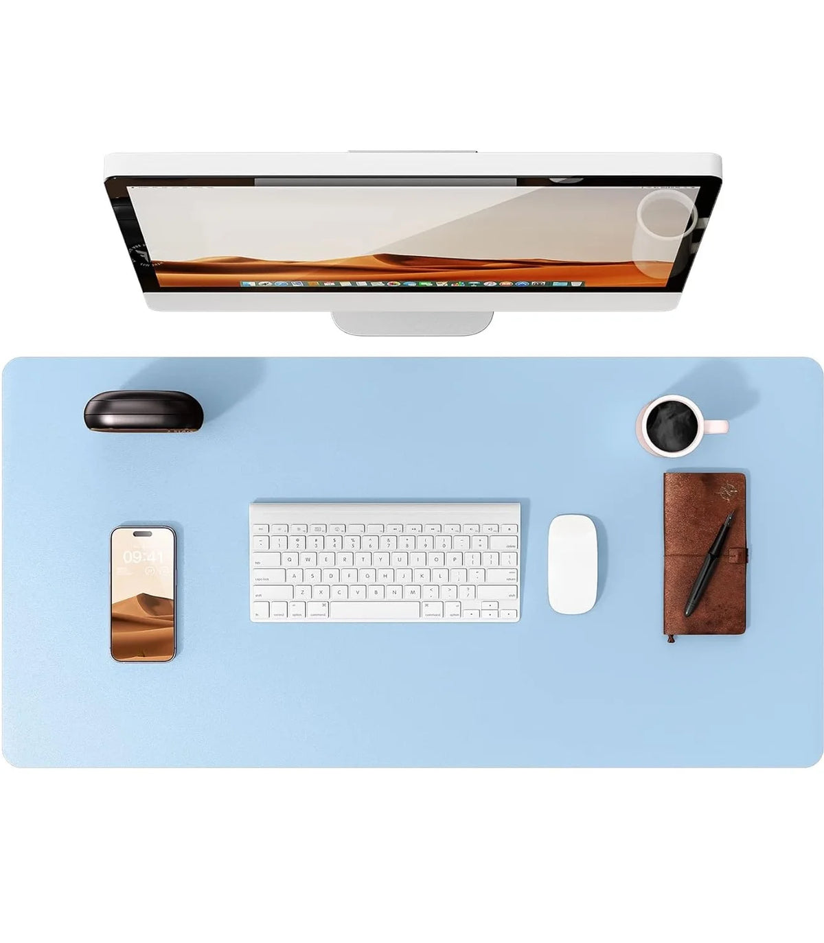 Mouse Pad Office Desk Mat Leather Desk Pad Protector Non-Slip PU Leather Desk Blotter