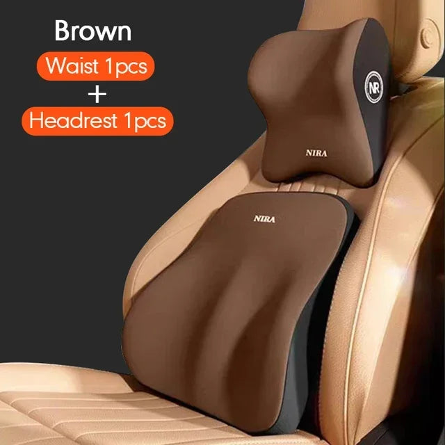 Memory Foam Car Headrest & Lumbar Support Cushion – Universal Neck & Back Comfort Pillow