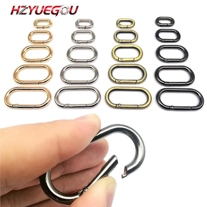 HZYUEGOU Oval Spring O Ring Openable Leather Bag Handbag Strap Buckle Connect Pendant Key Dog Chain Snap Clasp Clip Carabiner