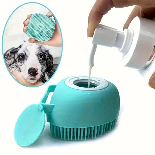 Soft Silicone Dog Bath Brush Massage Shampoo Dispenser