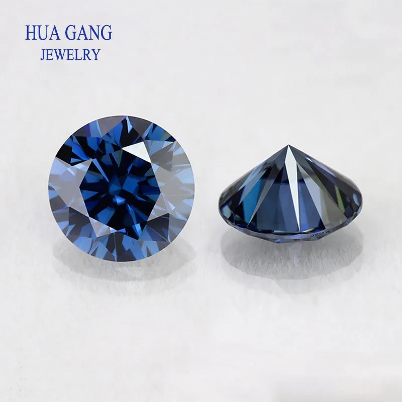 Royal Blue Color Loose Moissanite Stone Sapphire Gemstone 0.5~3ct Round Beads VVS1 Excellent Cut Test Positive Diamonds