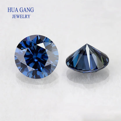 Royal Blue Color Loose Moissanite Stone Sapphire Gemstone 0.5~3ct Round Beads VVS1 Excellent Cut Test Positive Diamonds