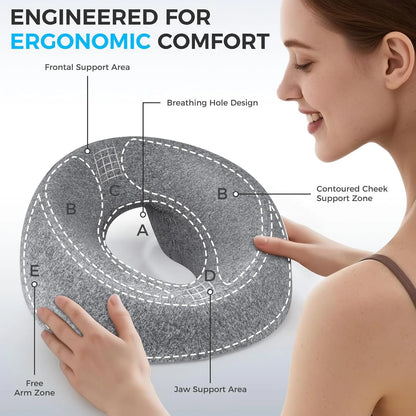 Ergonomics Lying Down Pillow Memory Foam Breathable Head Support Pillow Snap Body Massage Face Rest Pillow for Beauty Salon