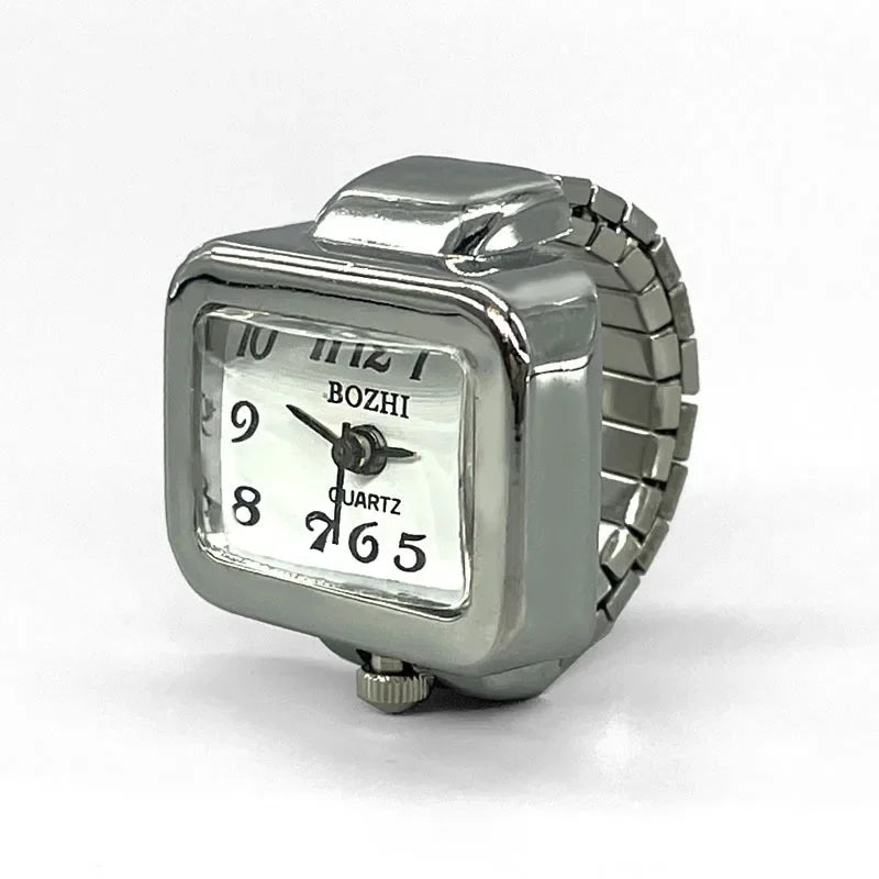 Finger Watch Mini Elastic Strap Alloy Watches Rings Jewelry Clock Retro Roman NEW
