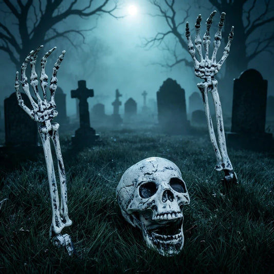 Halloween Skeleton Ground Stakes Skull & Skeleton Hands Graveyard Yard Garden Decorations