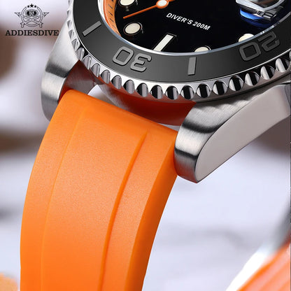 YELLOW Quartz Watch Calendar 200m Diver Silicone Men Sport Watch