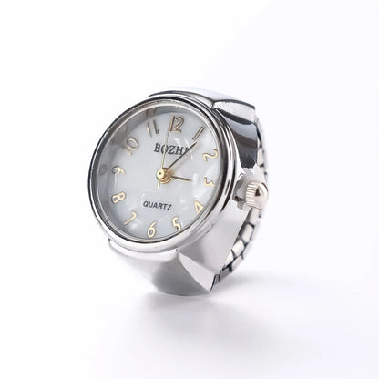 Finger Watch Mini Elastic Strap Alloy Watches Rings Jewelry Clock Retro Roman NEW