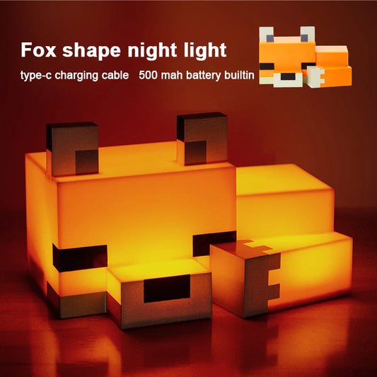 Fox Night Light Soft Orange Glow Decor Lamp For Gaming Room