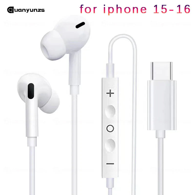 Earphones Type-C Earbuds Apple Lightning Headphones Iphone Samsung
