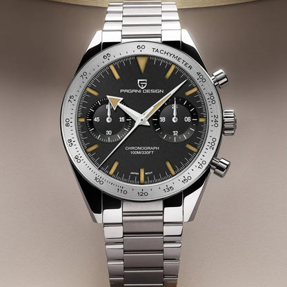 Vintage PAGANI Retro Watch Quartz Speed Sports Chronograph AR Sapphire VK64
