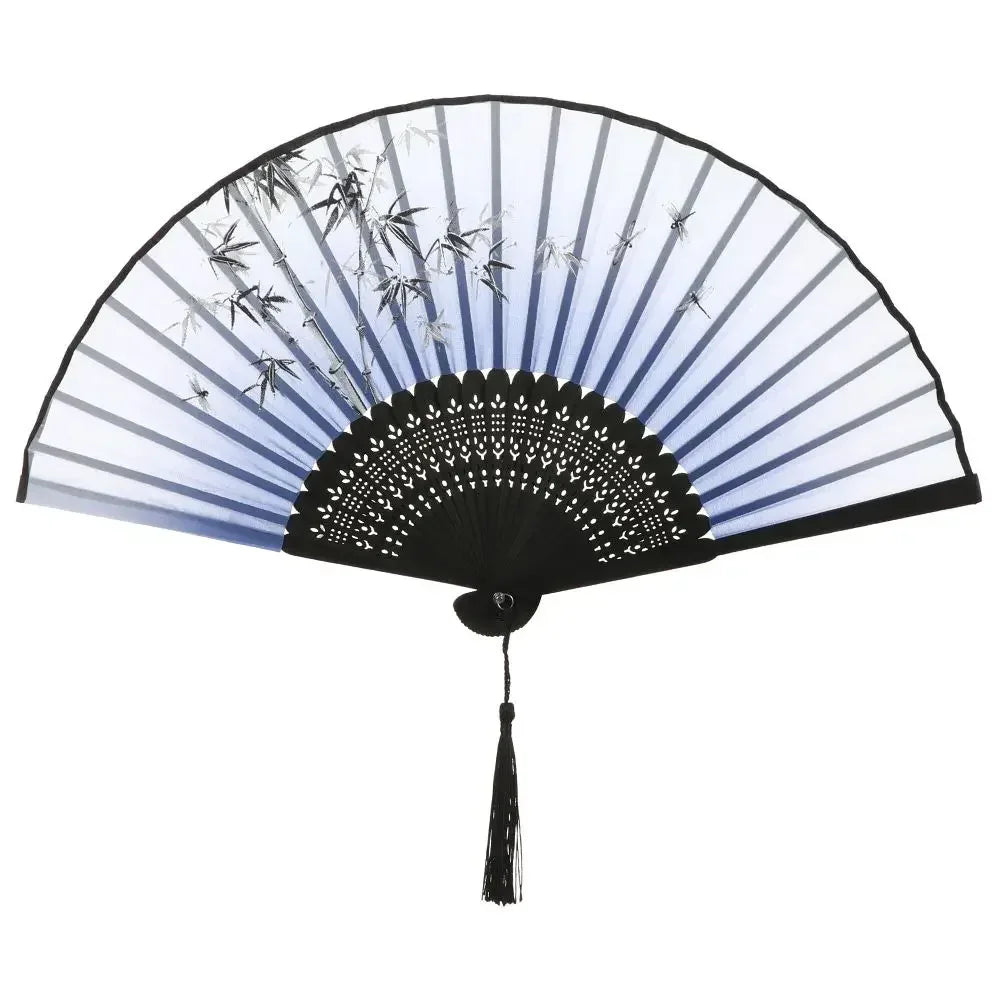 Retro Flower Pattern Home Decoration Elegent Bamboo Folding Fan Chinese Style Painting Handheld Fan Dance Performance Props