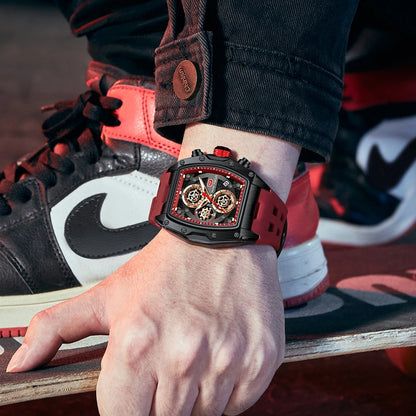 Tourbillion Quartz Watch Chronograph Wrist Watch Bordeaux