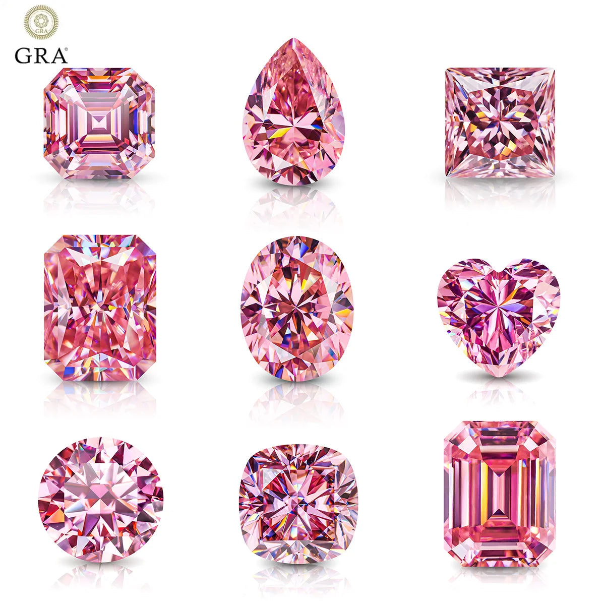 Pink Moissainte Diamond Stone 0.5ct-3ct D Color Gemstone Loose Gemstones Passed Diamond Tester GRA Certificate Ring Material