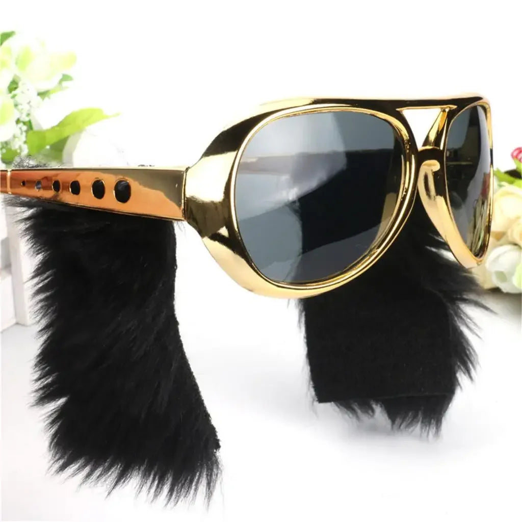 Italian Singer Tony Pitony Elvis Glasses with Hairs UNISEX Costume