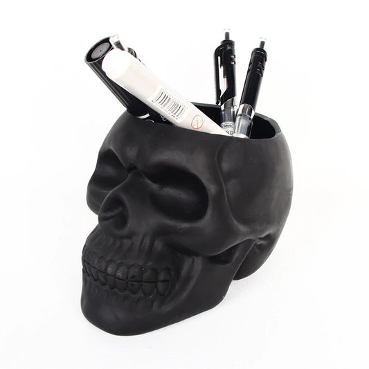 Skull Pen Pencil Holder Home Office Desk Makeup