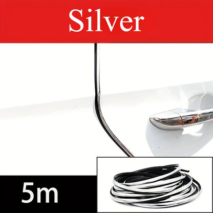 Car Door Edge Guards, 16ft Clear Chrome Universal U Shape Rubber Sealed Door Edge Protection Fit for Most Car