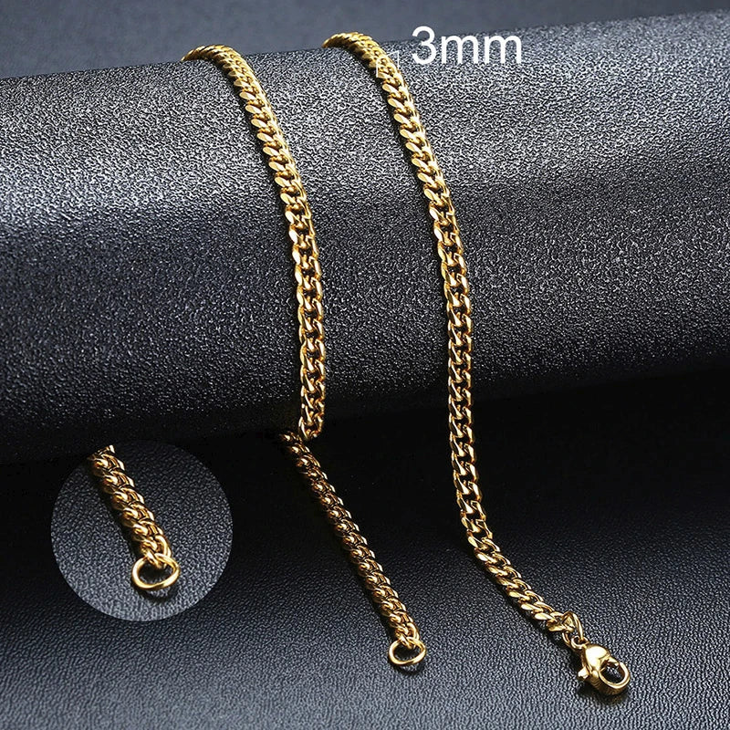 Cuban Chain Necklace Unisex Stainless Steel Solid Metal Jewellry GIFT