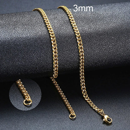 Cuban Chain Necklace Unisex Stainless Steel Solid Metal Jewellry GIFT