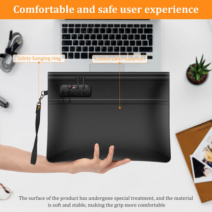 6400℉ Fireproof Document Bag with Lock Dual-Zip Compartments Fireproof Money Bag 12 Layers Heat Insulated Fireproof Bag Protect