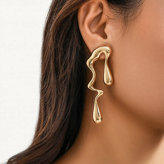 Drops Earrings for Women Vintage Gold Color Geometric