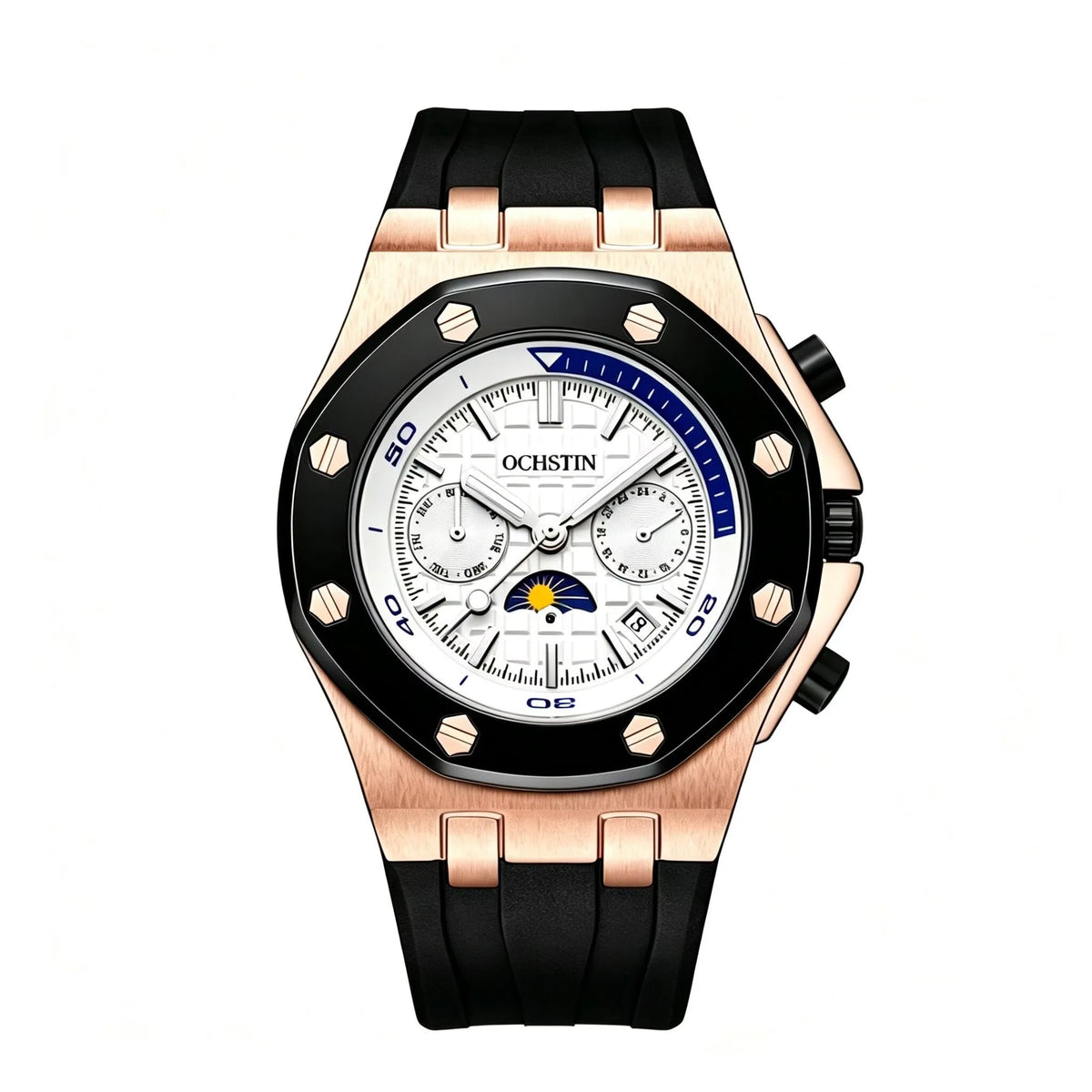 OCHSTIN Automatic Men Watches Luxury Designer Octagon Bezel Mechanical Date Day Night Dial Luminous Male Trendy Sport Wristwatch