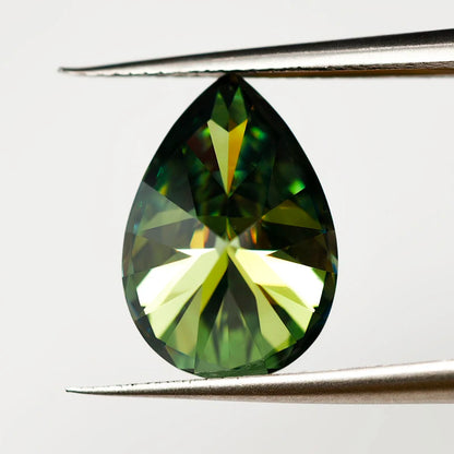 Never Fake Pear Cut Green Moissanite Stone with Certificate VVS1 Moissanite Loose Gemstones Pass Diamond Tester with GRA