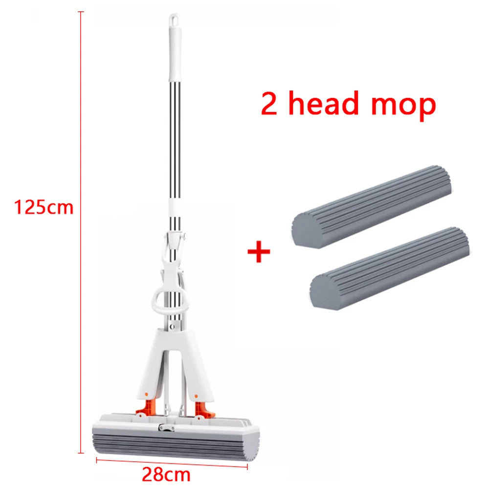 Self-Squeezing Flat Mop with Reusable Sponge Head Household Floor Cleaning Tool