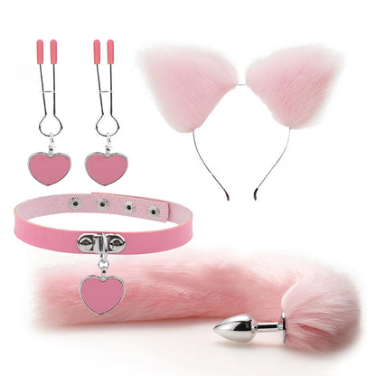 Sexy Fox Tail Butt Plug Sexy Plush Cat Ear Headband For Women Couples