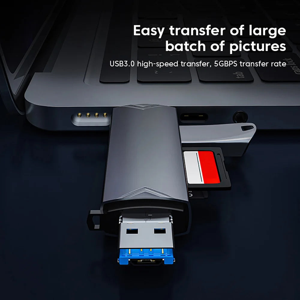 Type SD Card Reader 6 in 1 USB 3.0 Micro USB Flash Drive Adapter 5Gbps High Speed Transfer Card Data Reader