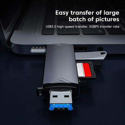 Type SD Card Reader 6 in 1 USB 3.0 Micro USB Flash Drive Adapter 5Gbps High Speed Transfer Card Data Reader